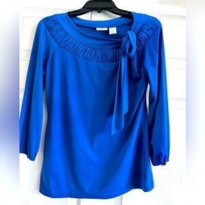 EUC Worthington Vibrant Blue Blouse‎ with Stylish Bow Size S